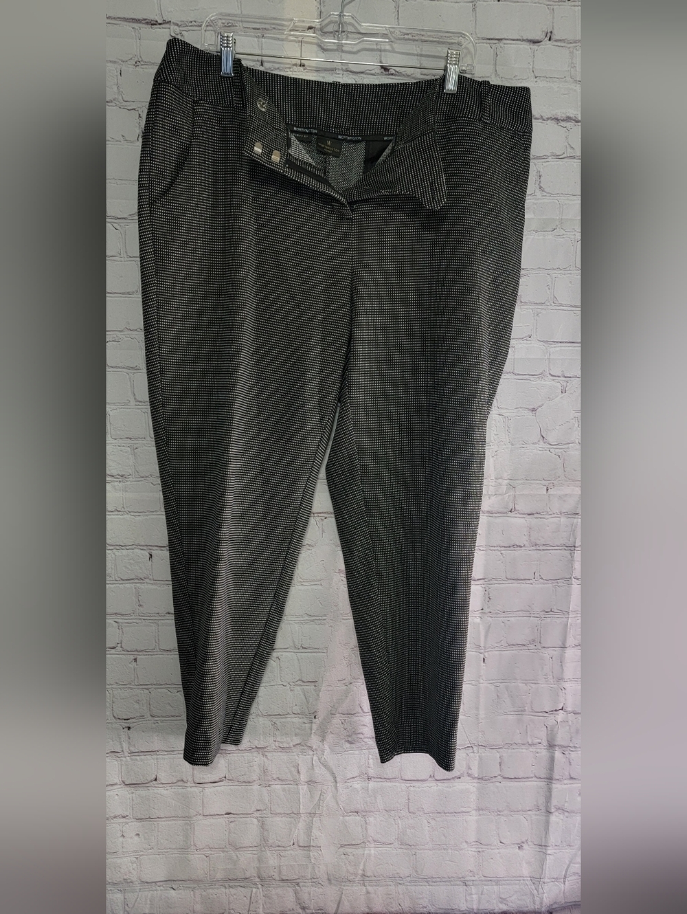 Women's Black & White Micro-Check Dress Pants 16